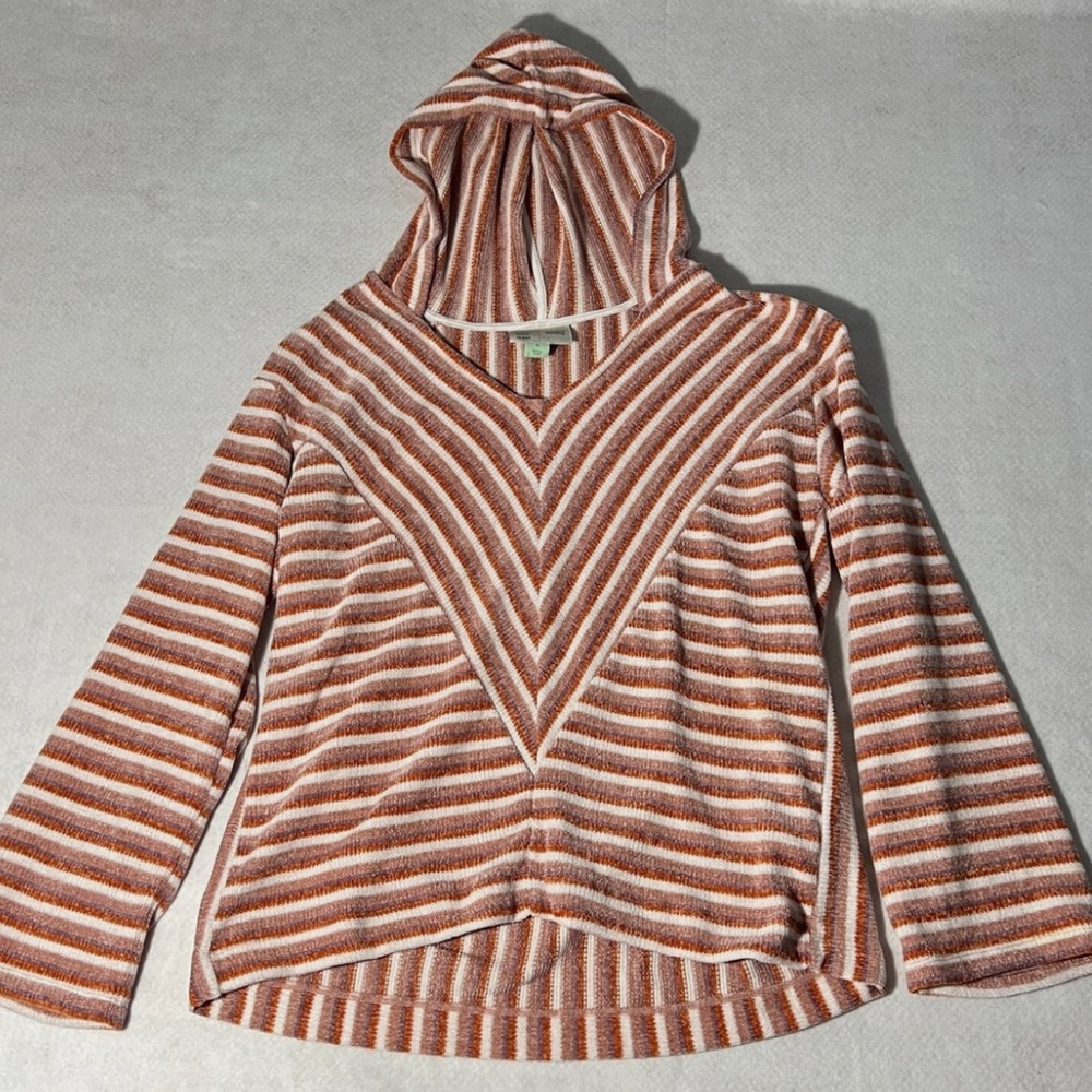 Anthropologie chenille striped hooded top - EUC
